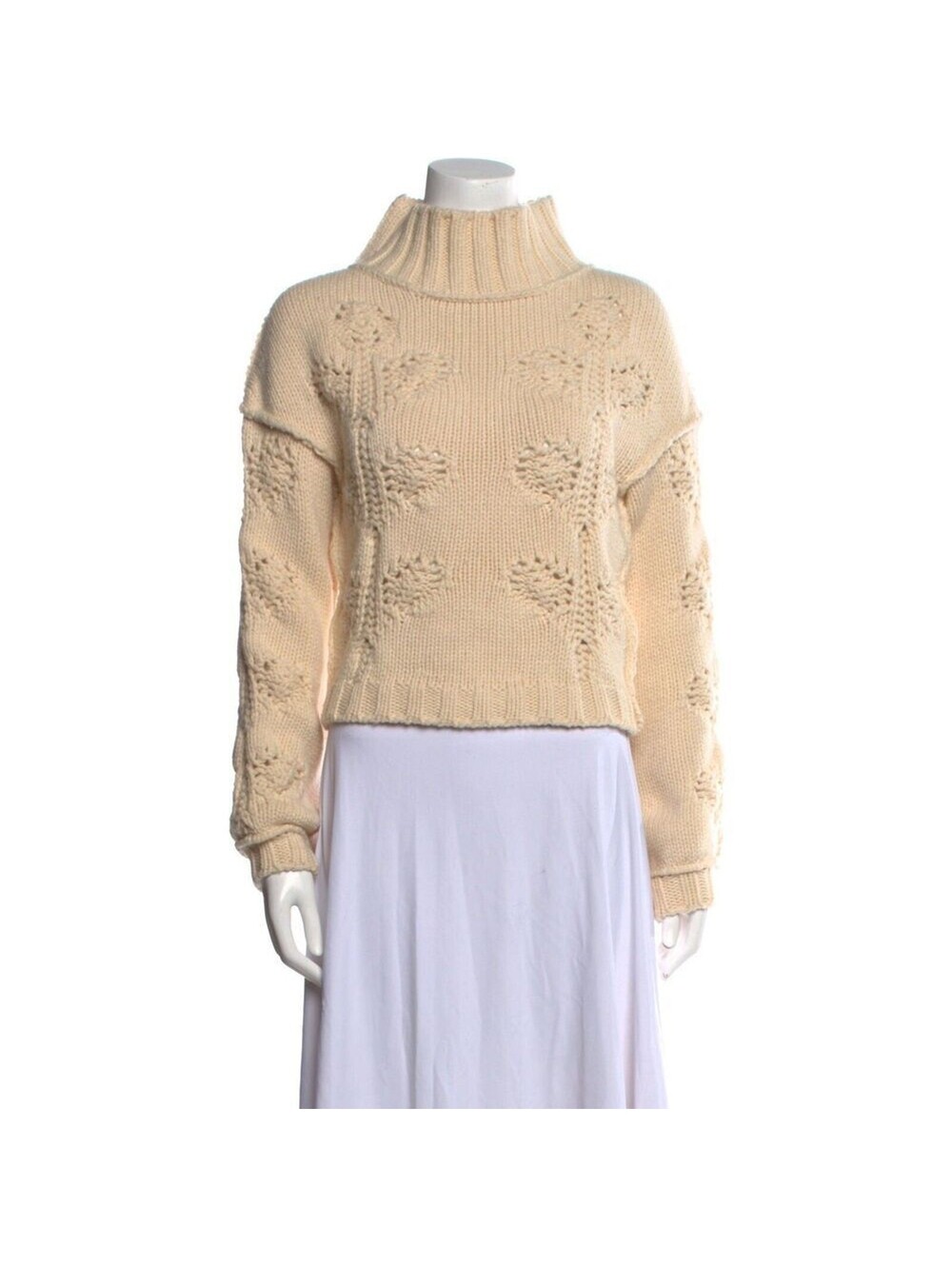 Hache Beige Wool Cashmere Long Sleeve Turtleneck Sweater Size 42